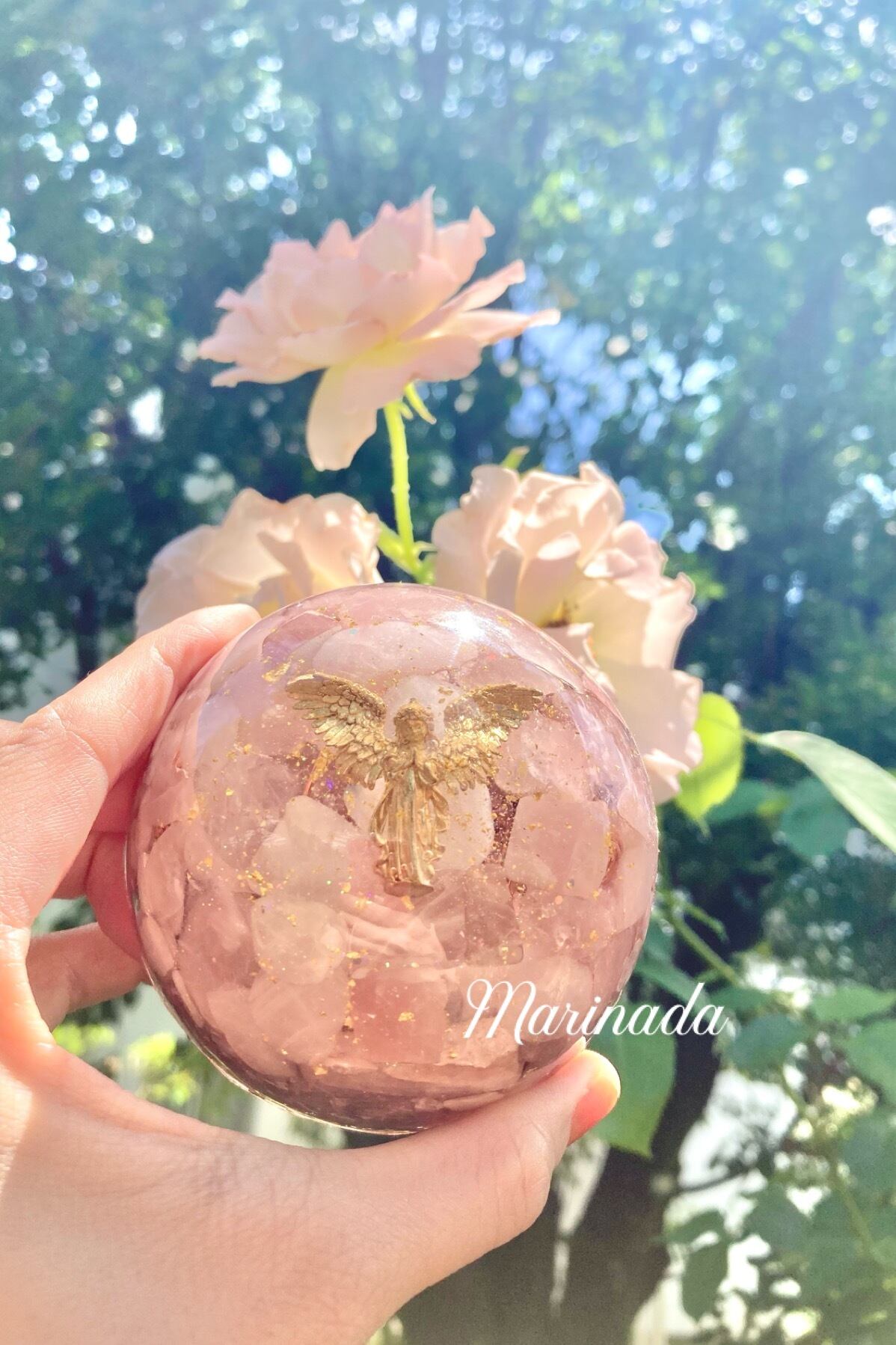 愛情と勇気♡ 大天使アリエル 天使のオルゴナイト 直径8cm | Marinada