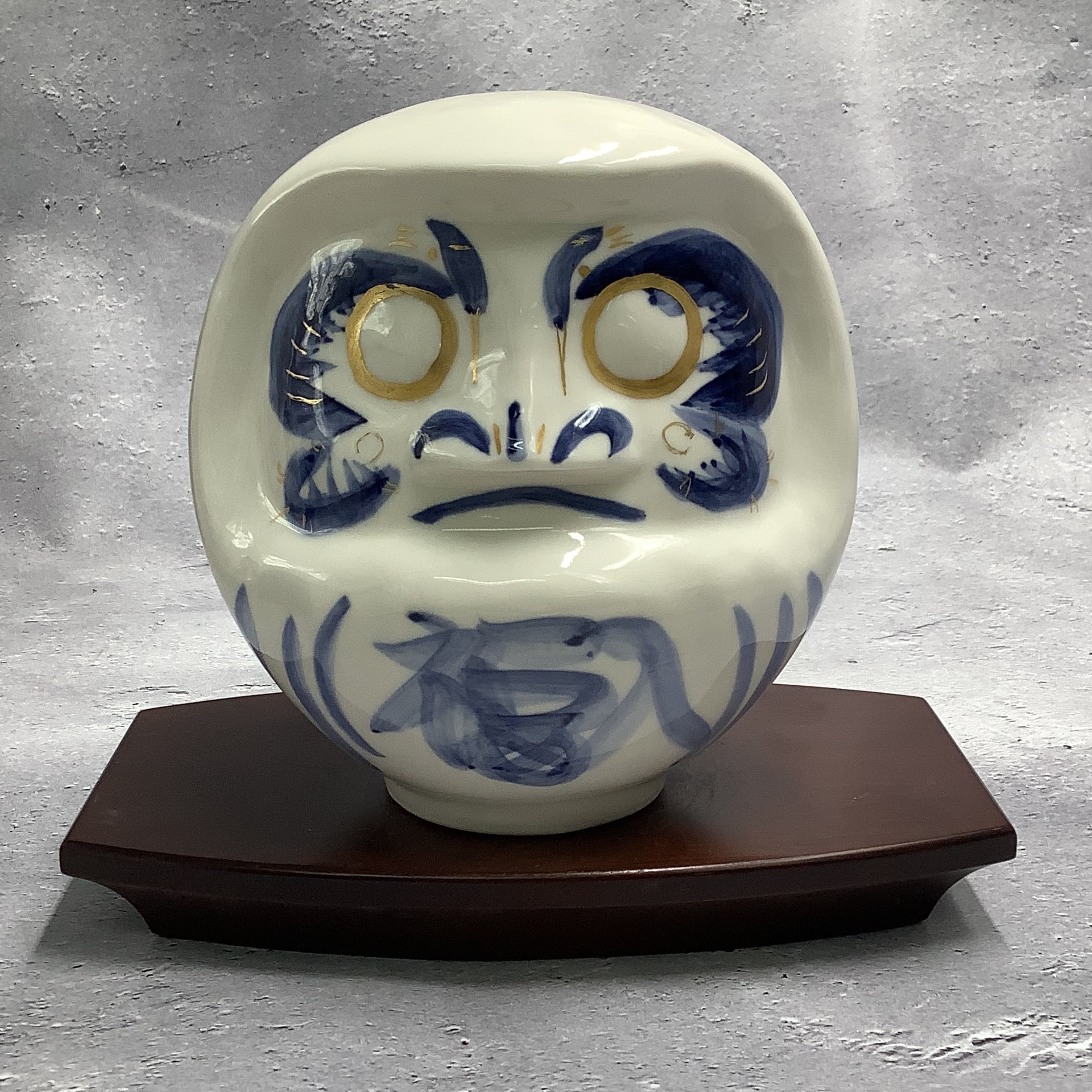 新作】達磨 ダルマ （大）染付 牡丹×金彩 置物オブジェ | 京焼 陶あん