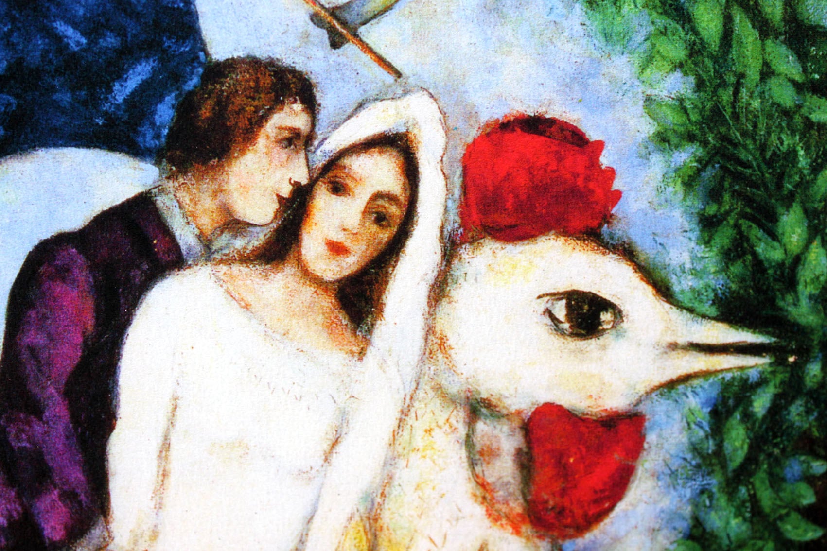 マルク シャガール絵画「エッフェル塔の新郎新婦」額縁4色選択可能