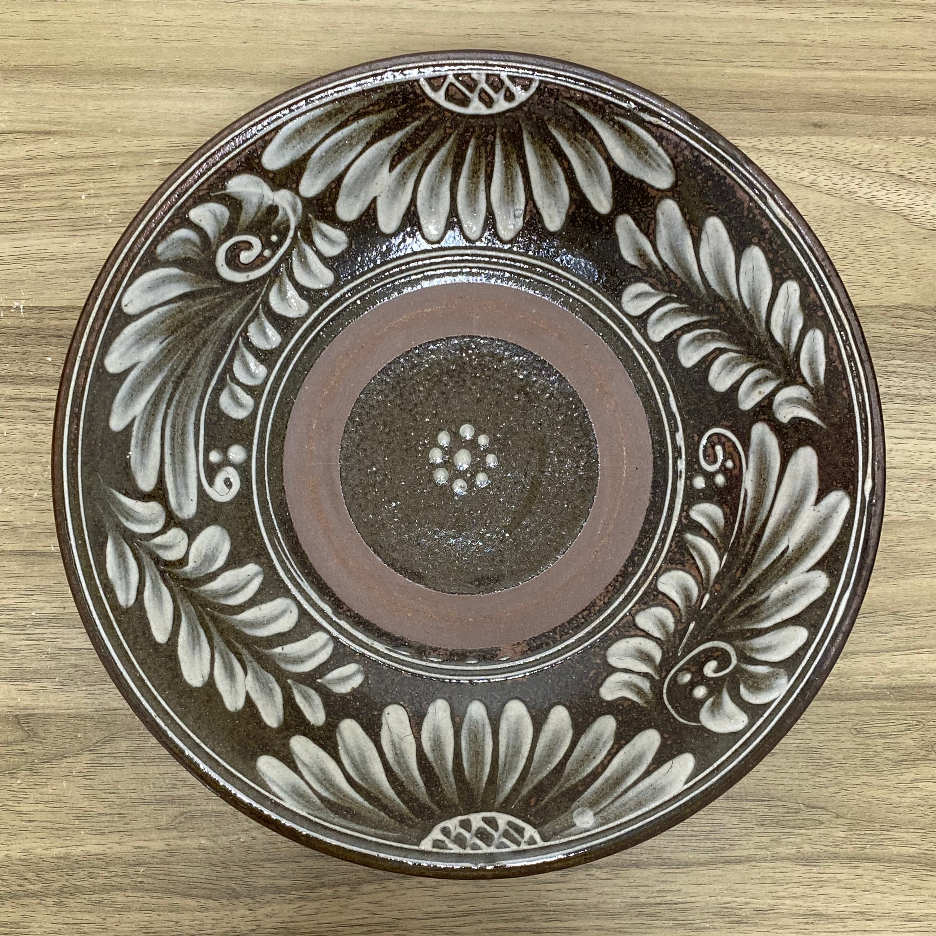 8寸皿重ね焼き イッチン | 陶芸工房ふじ