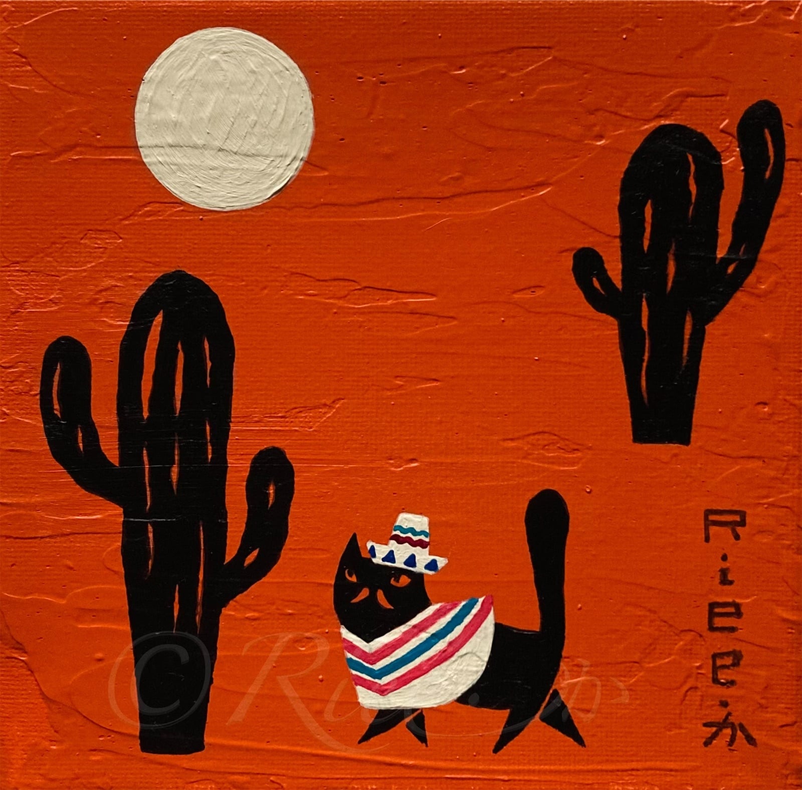 MEXICAT ／ 原画 キャンバス 絵 絵画 アート イラスト 猫 黒猫