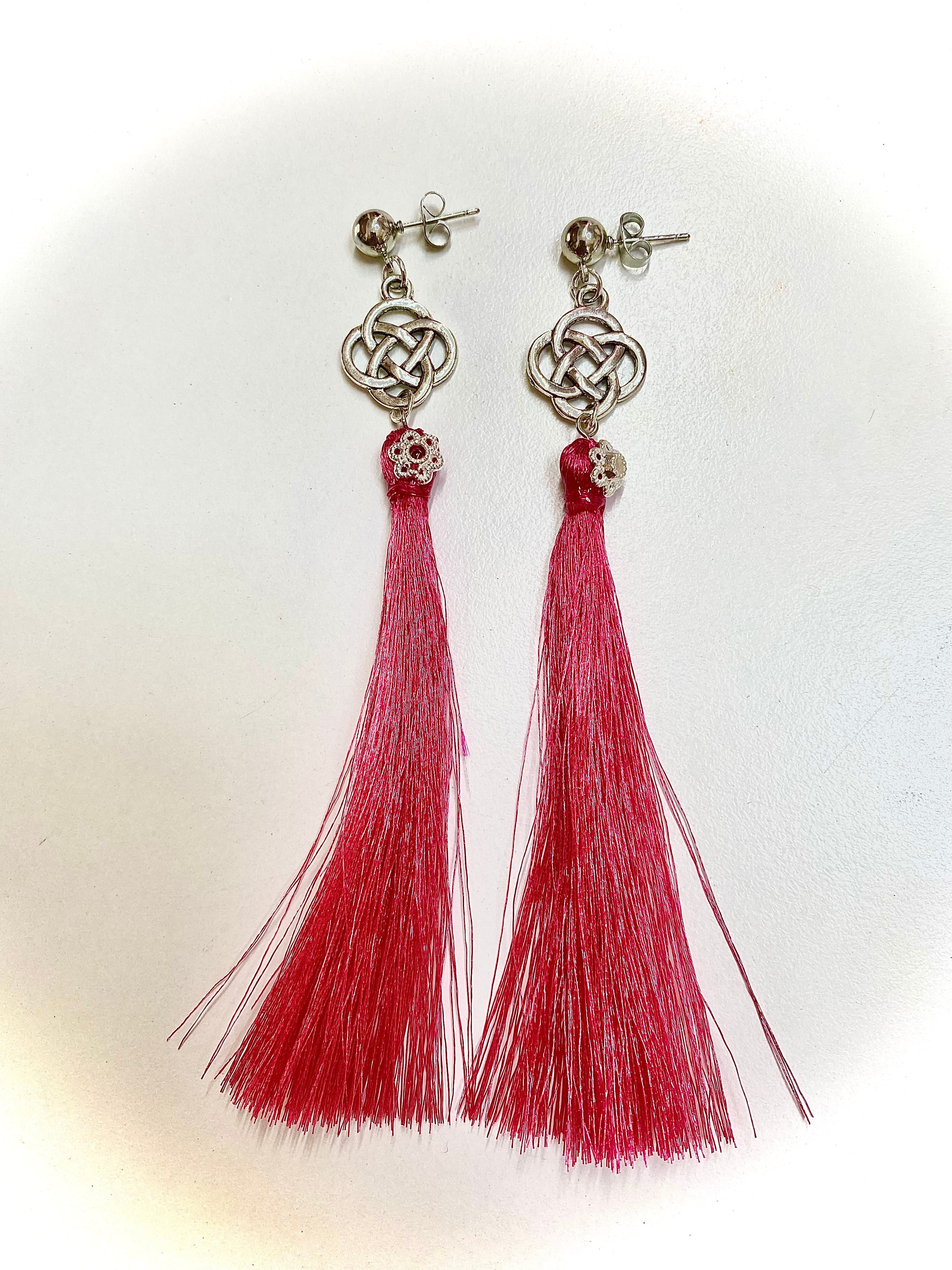 ピアス】中華風 タッセルピアス ピンク① | -Mana Iwanaga-Handmade Shop