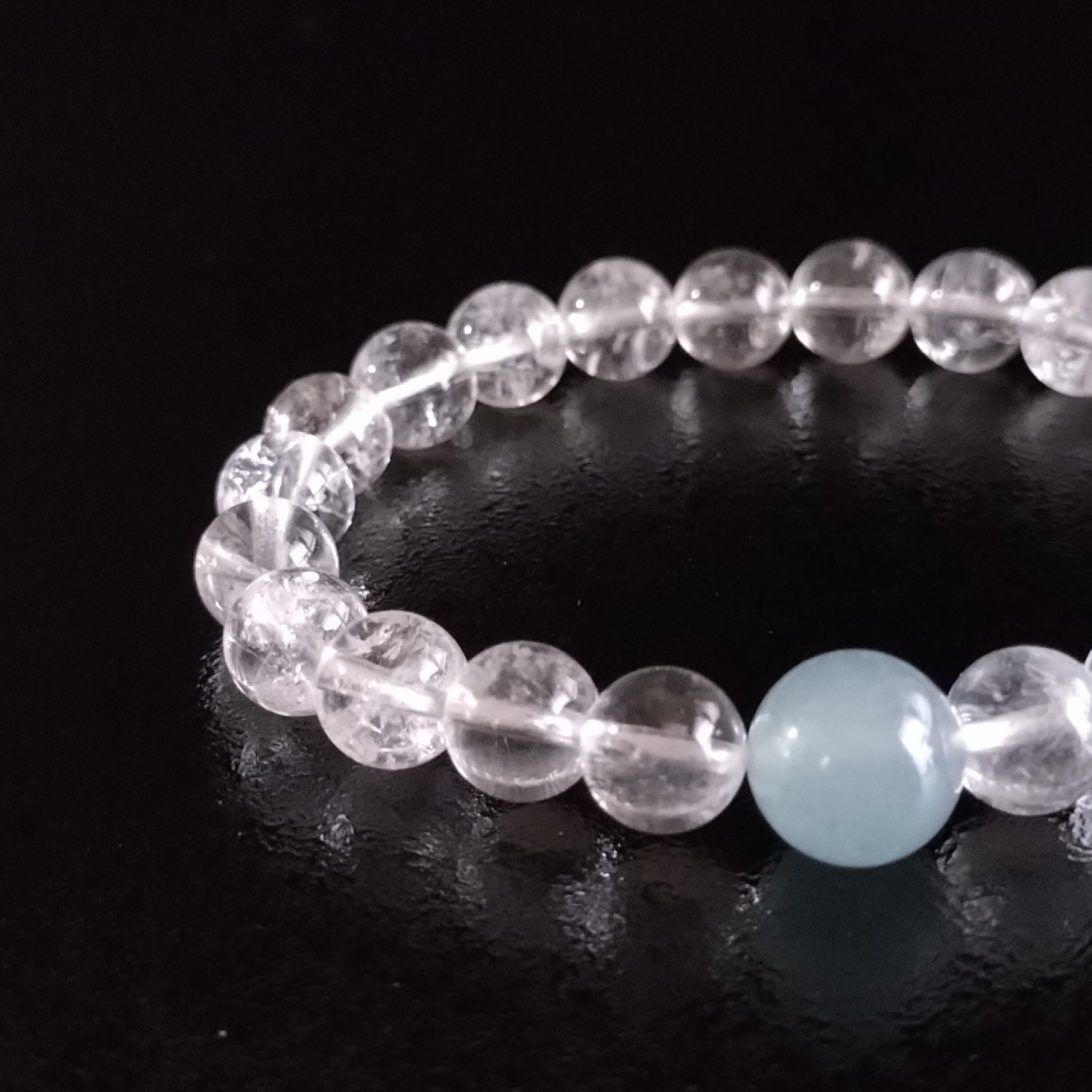 高品質】ヒマラヤ水晶・アクアマリン 8mm(親玉9～10mm)マダガスカル産