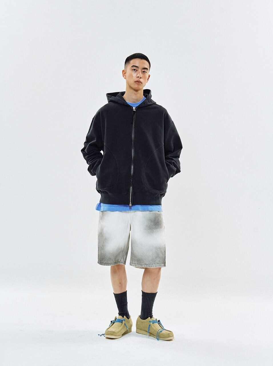 再入荷！☆BTS グク 着用！！【86d】SUN DYED HOODIE ZIP-UP (GRAY