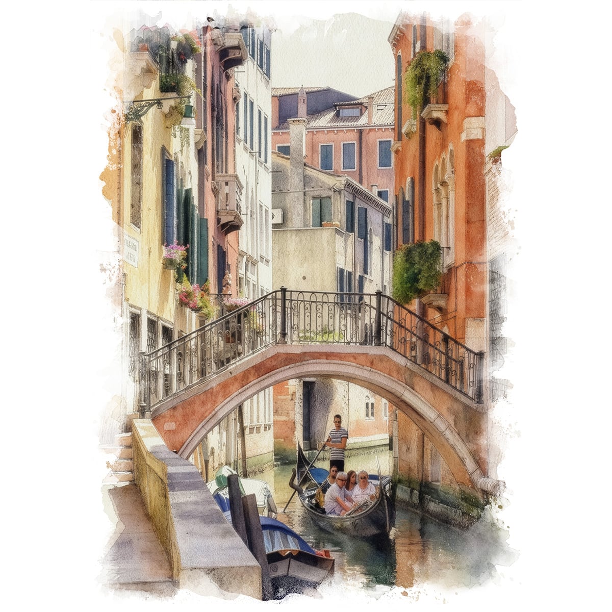 絵画 風景画(街並み) イタリア ヴァネツィア運河 インテリアアート額