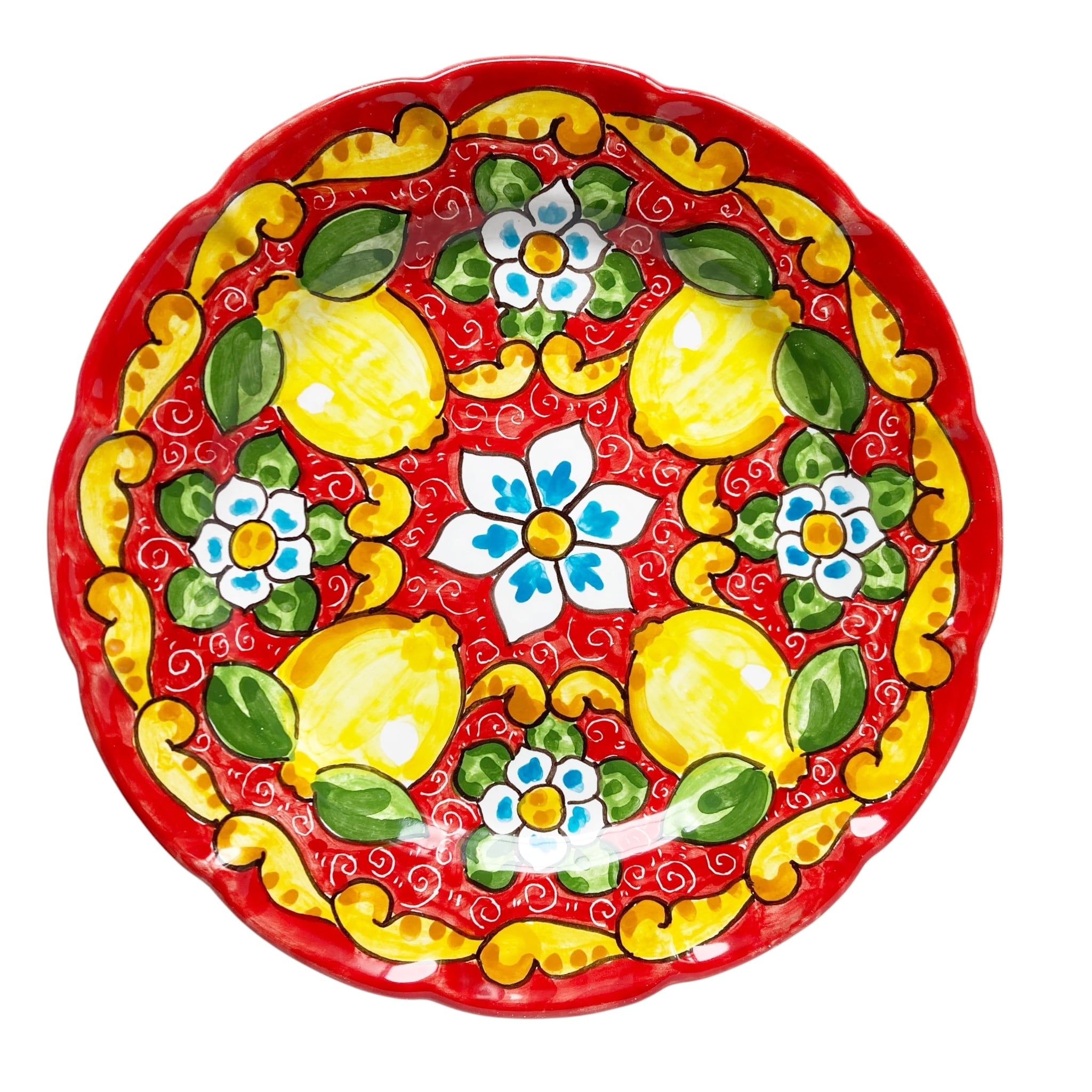 絵皿 26cm GEO047 マヨリカ焼き イタリア陶器 レモン柄 ディナー皿