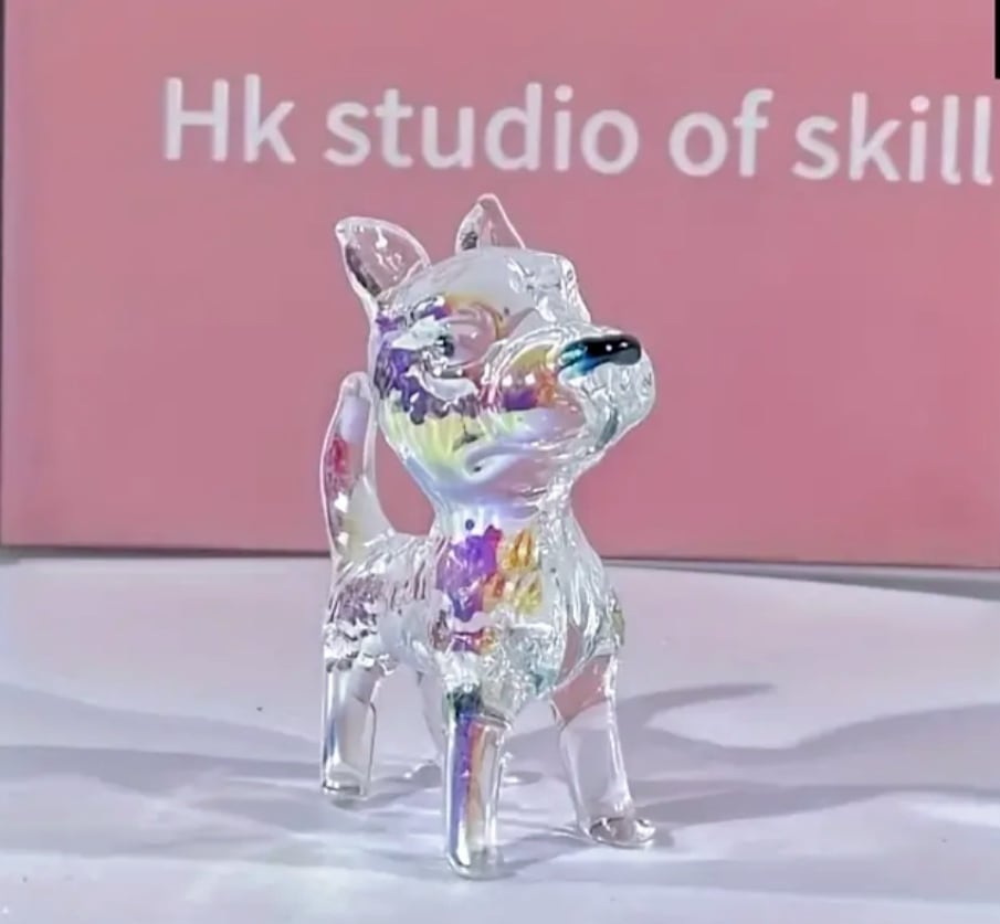 ☆虹色クリスタル 犬オブジェ | shr2023