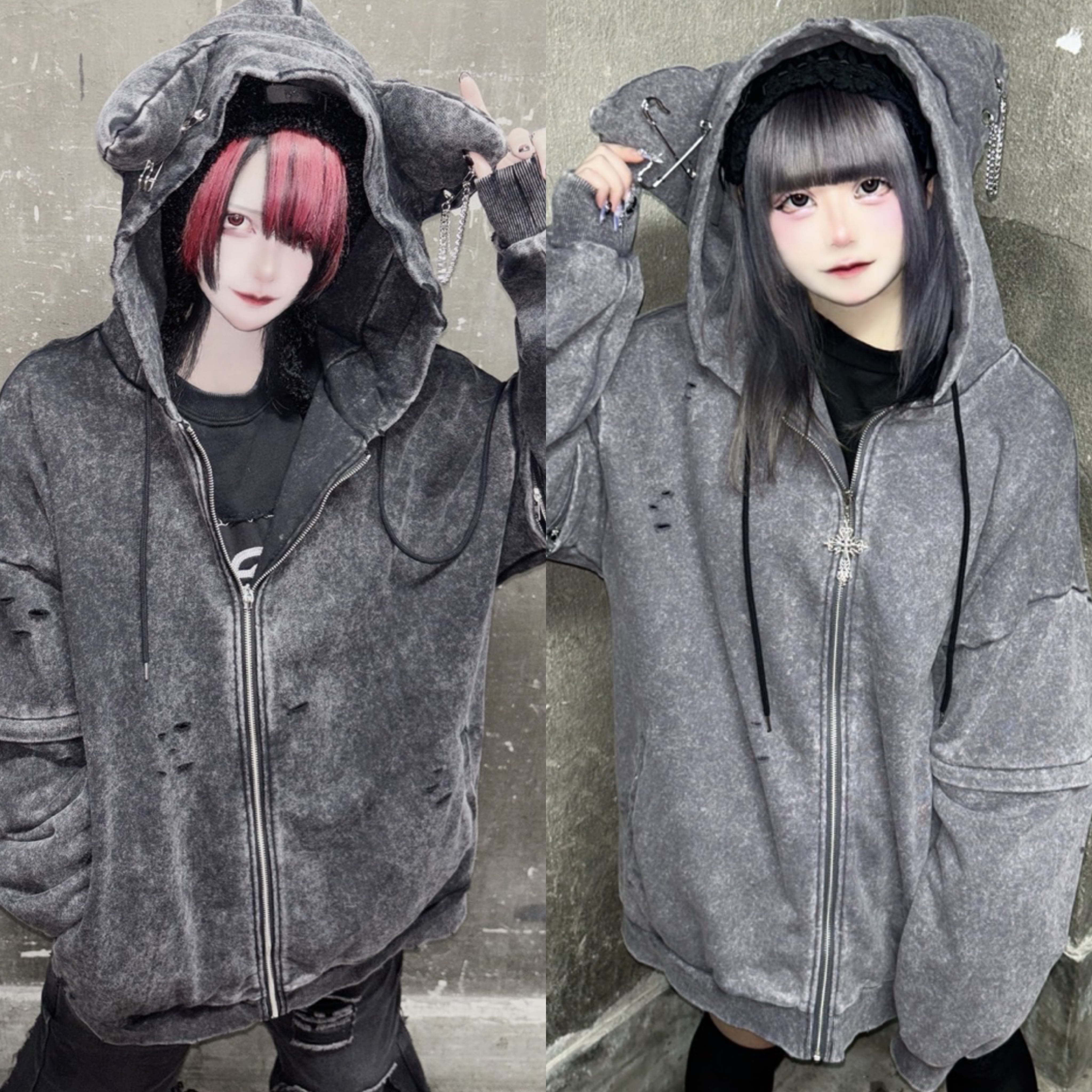 PSYNYXX ピグメント猫耳パーカー サブカル サブジラ 地雷 猫 CAT
