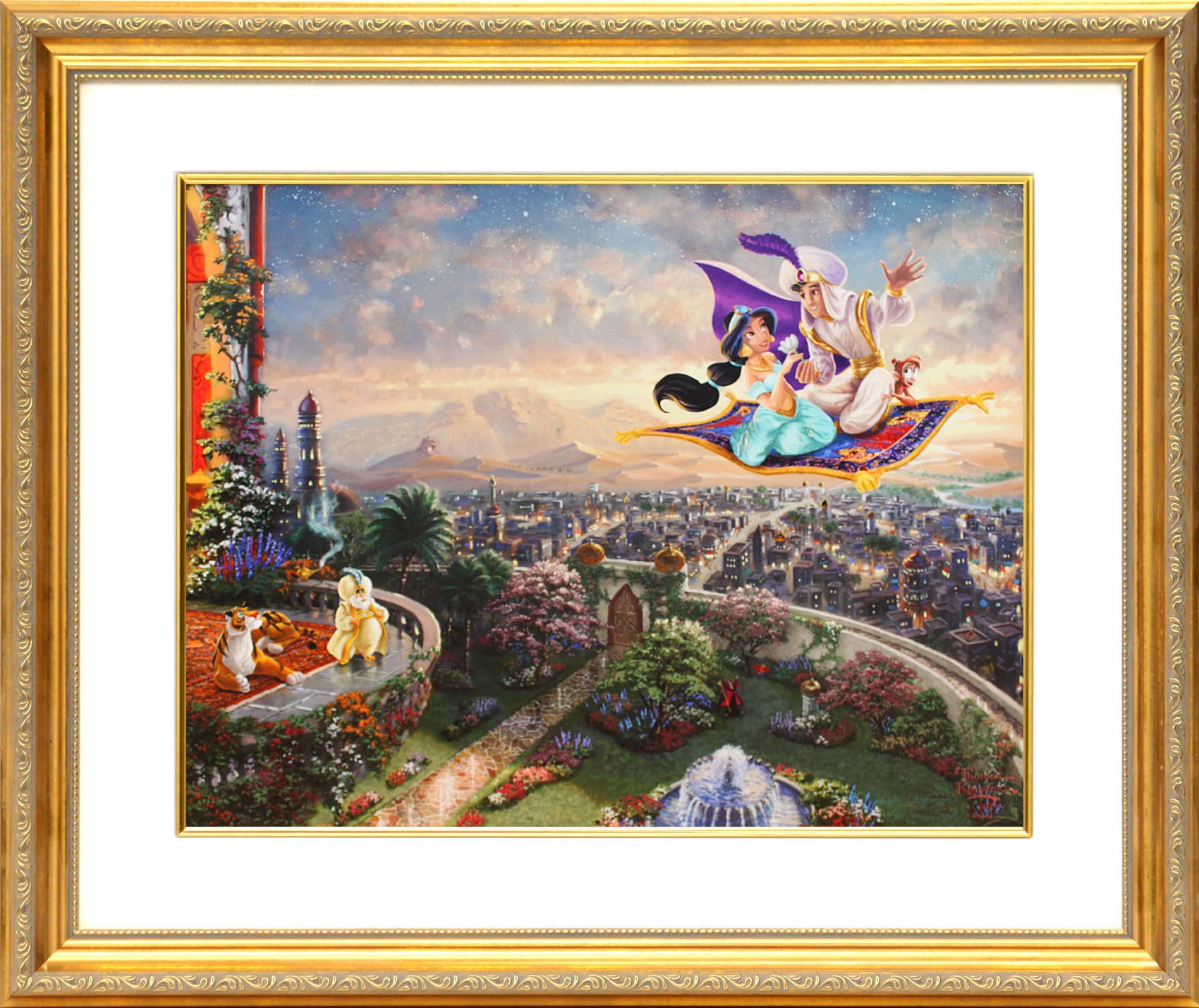 ディズニー絵画「アラジン」額縁2種選択可 作品証明書 展示用フック付