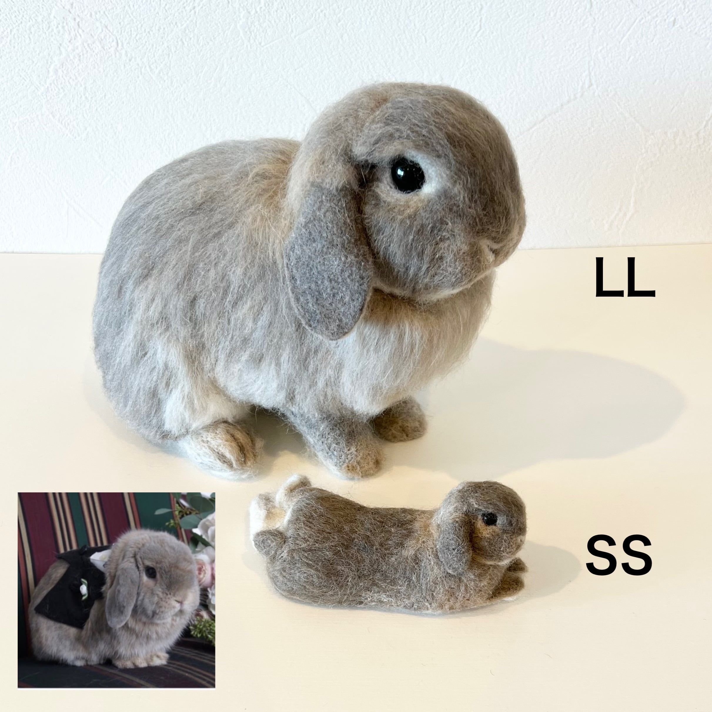 オーダーメイド】【SSサイズ】羊毛フェルト うさぎ ペット うちの子