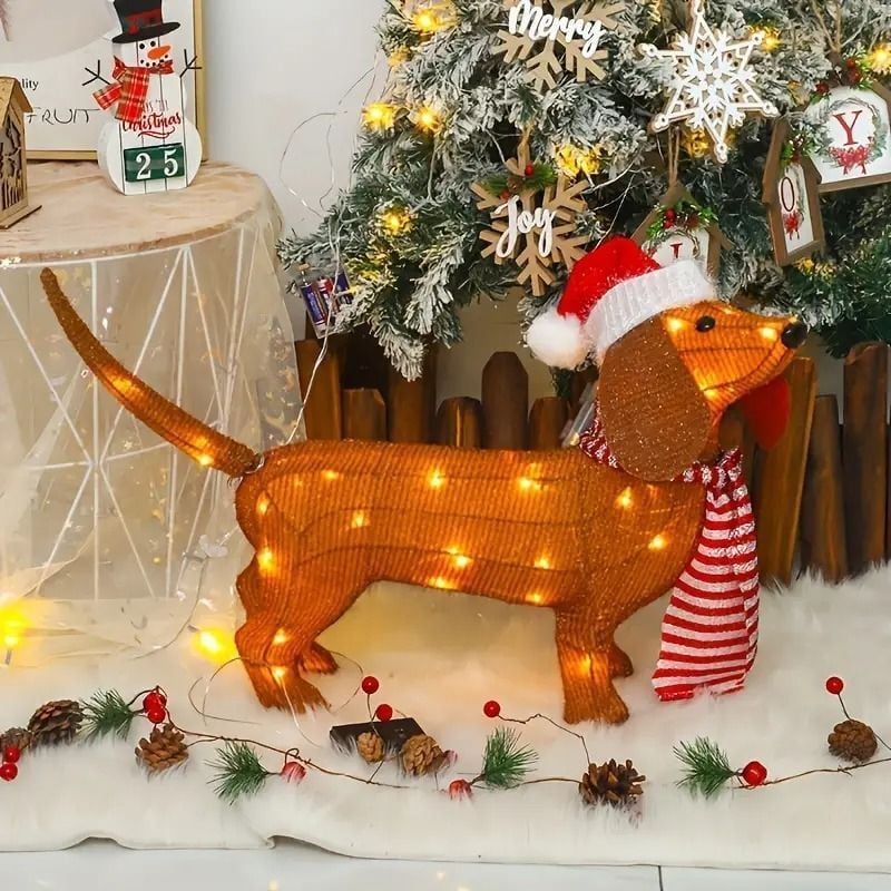 ダックスフント クリスマス デコレーション ライト 犬 ドッグ オブジェ