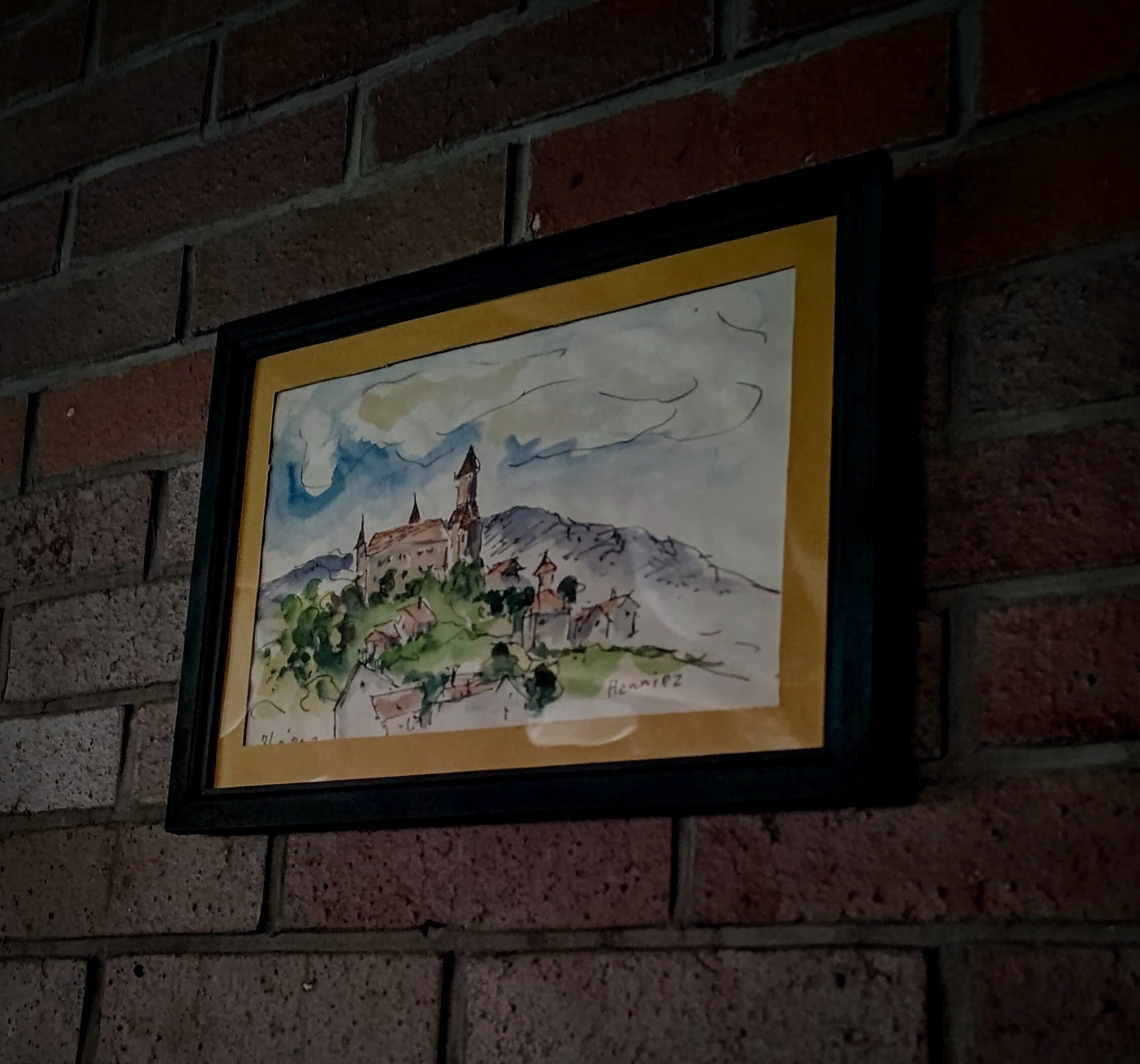 三上隆彦 － 原画【Henniez in Switzerland】 水彩画 サインあり