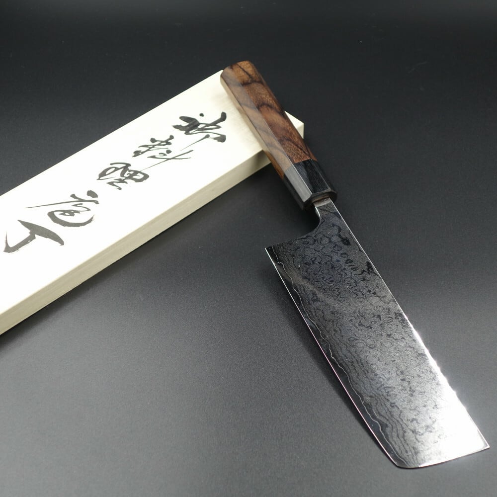 仙助 菜切 包丁 鏡面仕上げ 越前打刃物 165mm VG10 ダマスカス 紫檀