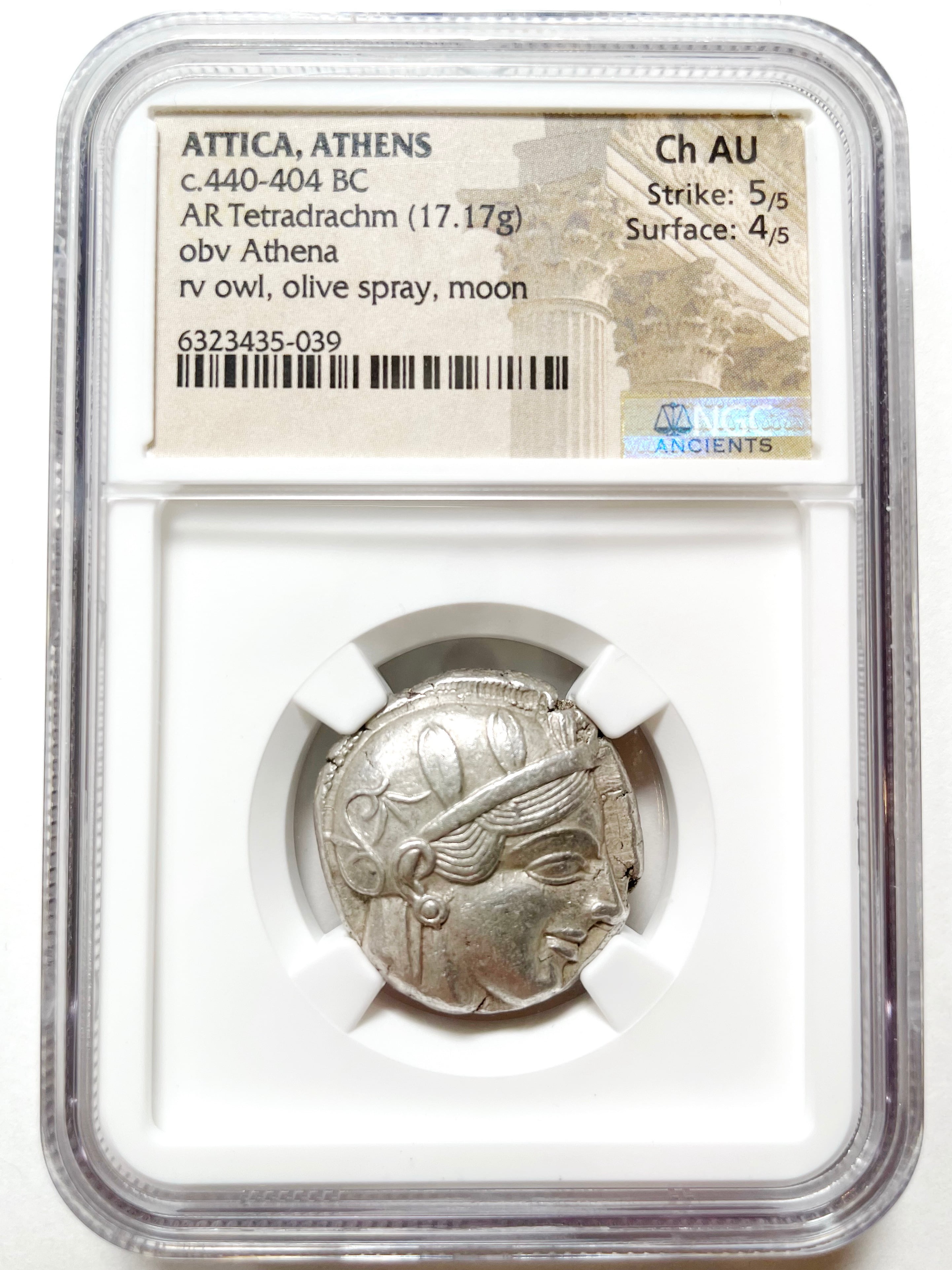 古代ギリシャ アテネ アテナとフクロウ(BC440-404) テトラドラクマ銀貨