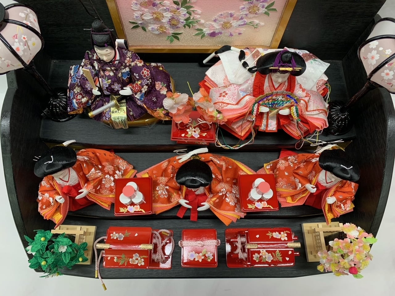 雛人形 桐台 三段飾り 豆親王 五人飾り ひな人形 ひな祭り 雛祭り 雛