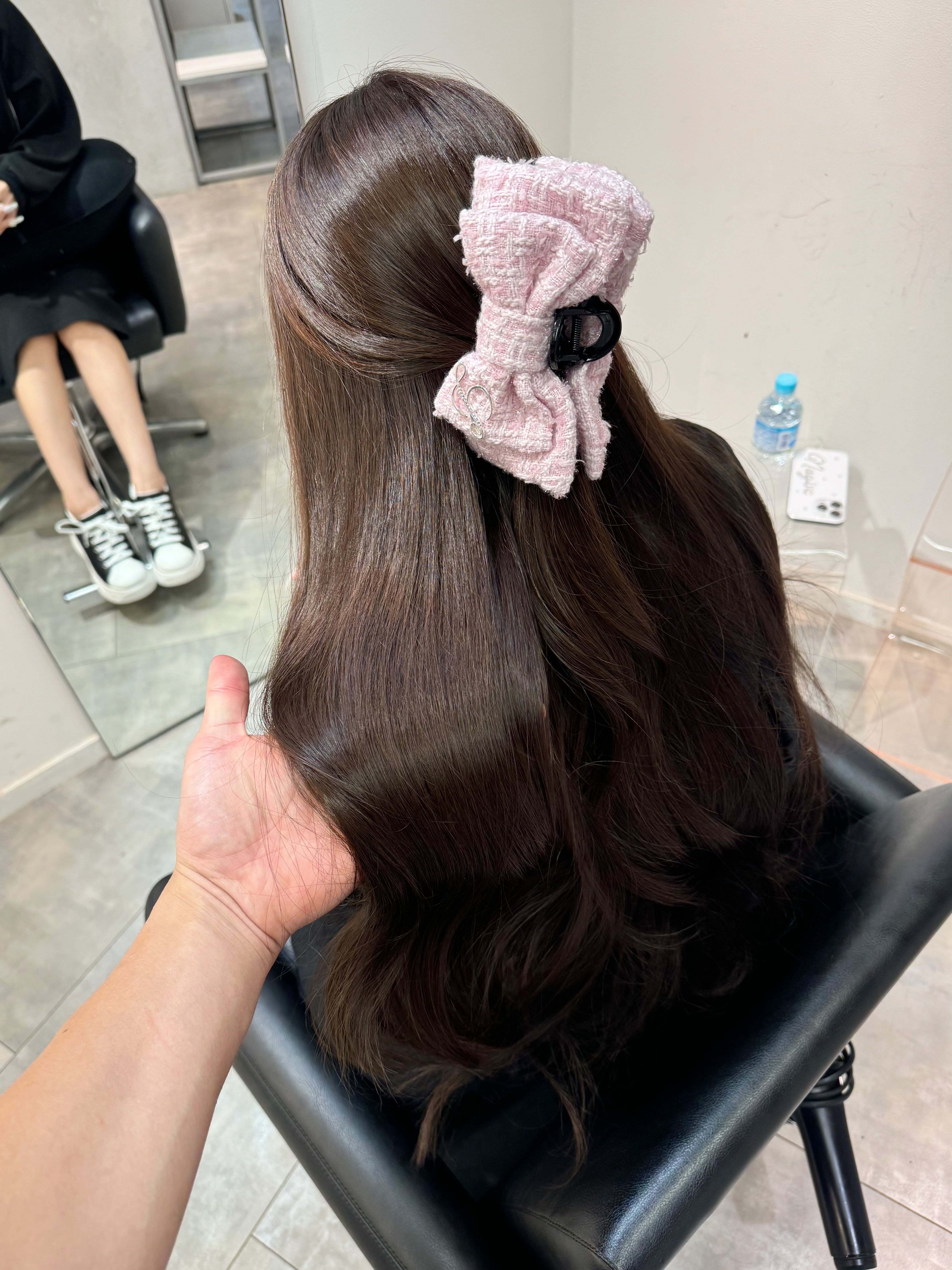 Lumignon original ♥ L tweed ribbon hair clip【ピンク/ベージュ