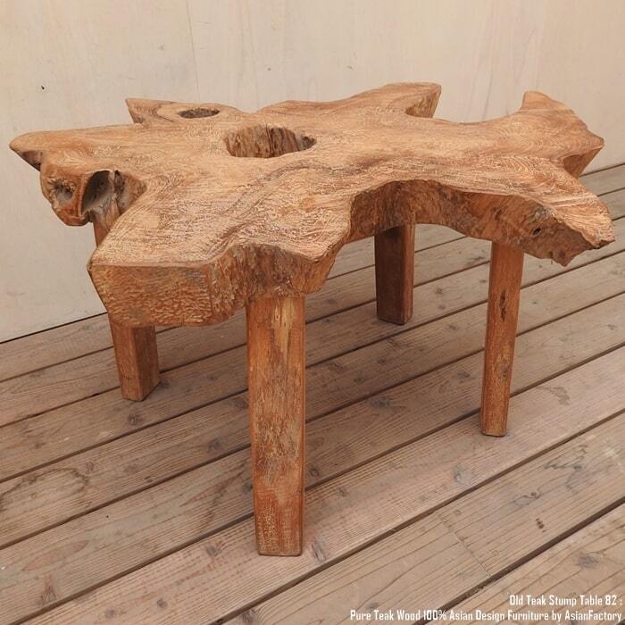 希少 オールドチーク一枚板 切り株テーブル 82cm 極厚無垢材 アジアン