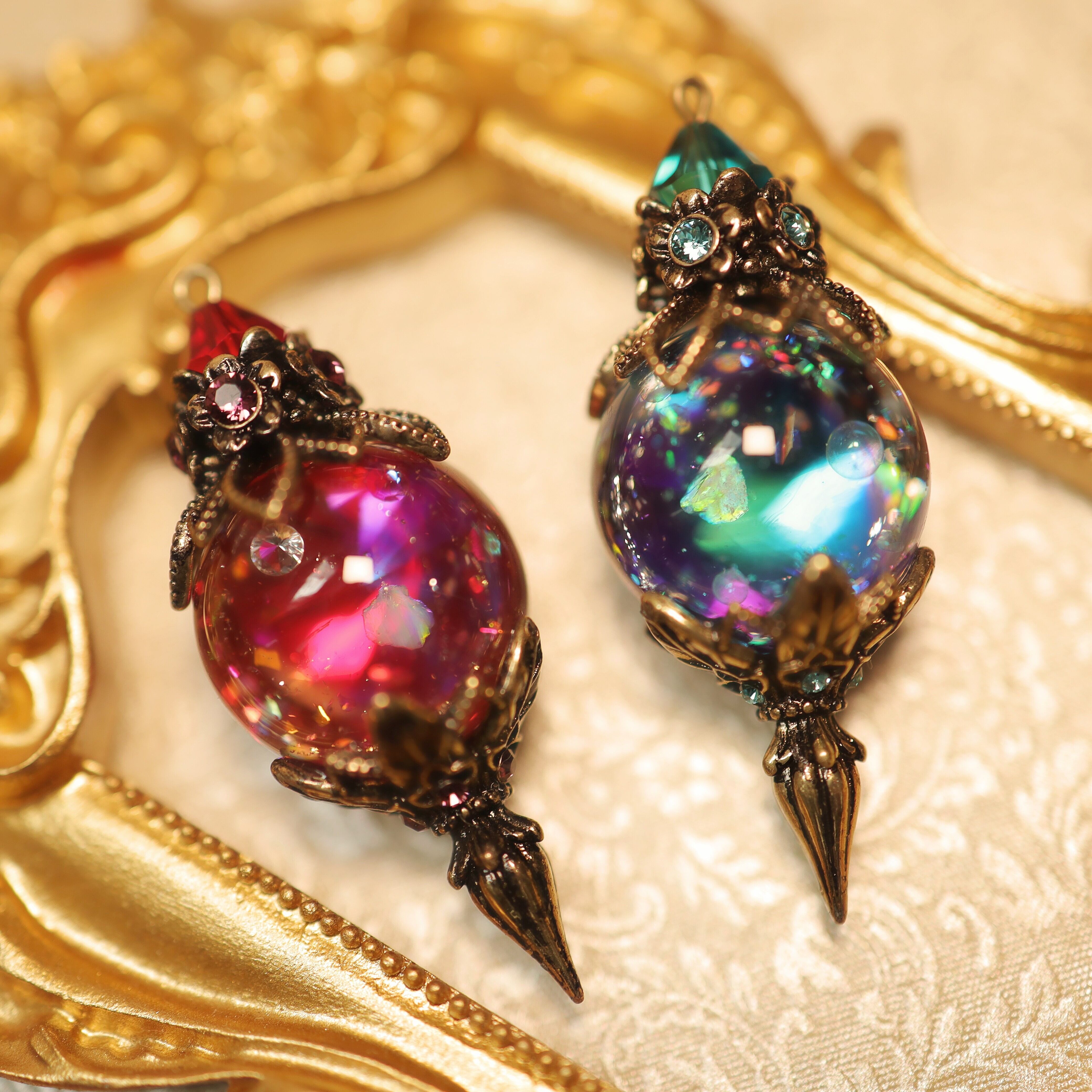Aura Gem Pendulum(antique gold)オーダー用、For custom made）】宇宙