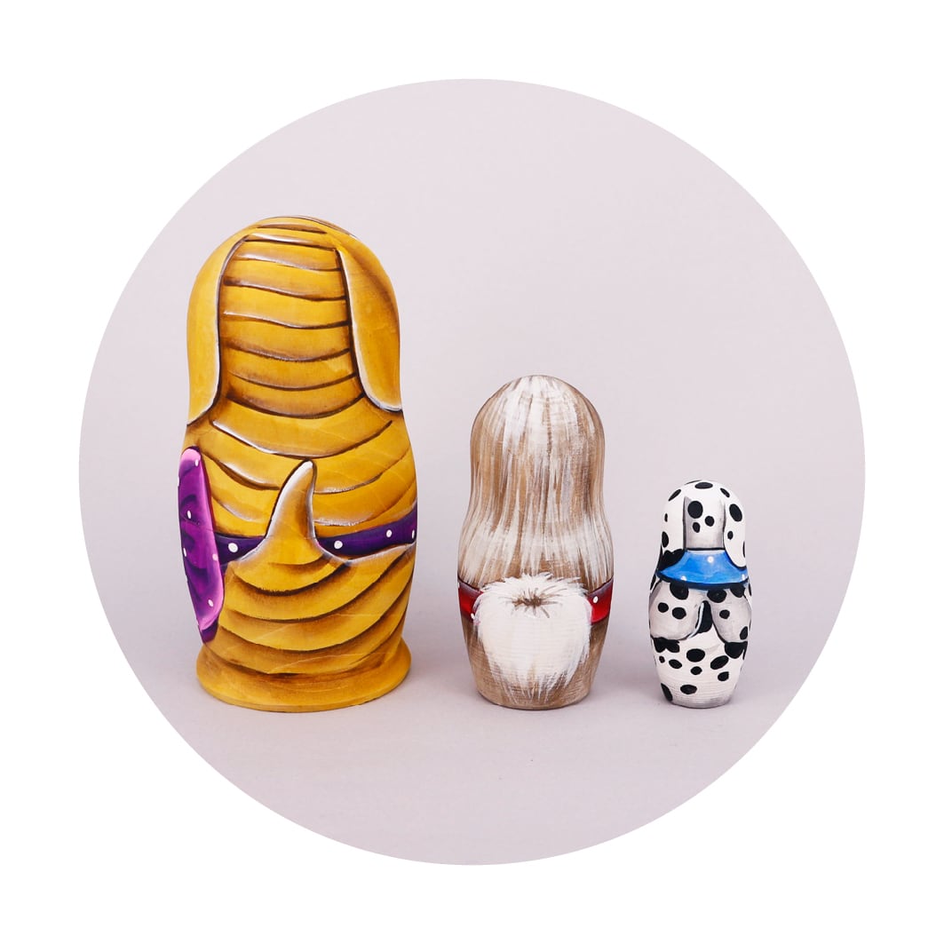 オレ―シャ作 マトリョーシカ3個型 犬 | GINZA HAKKO 木の香