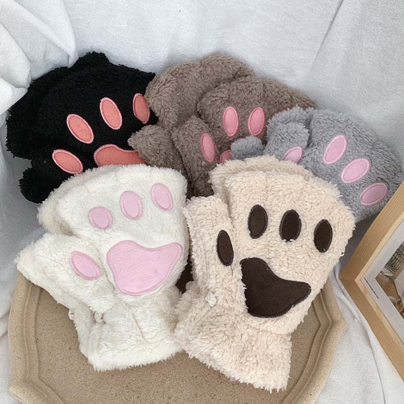 5カラー】 もこもこ 猫の手 肉球 手袋 韓国ファッション レディース