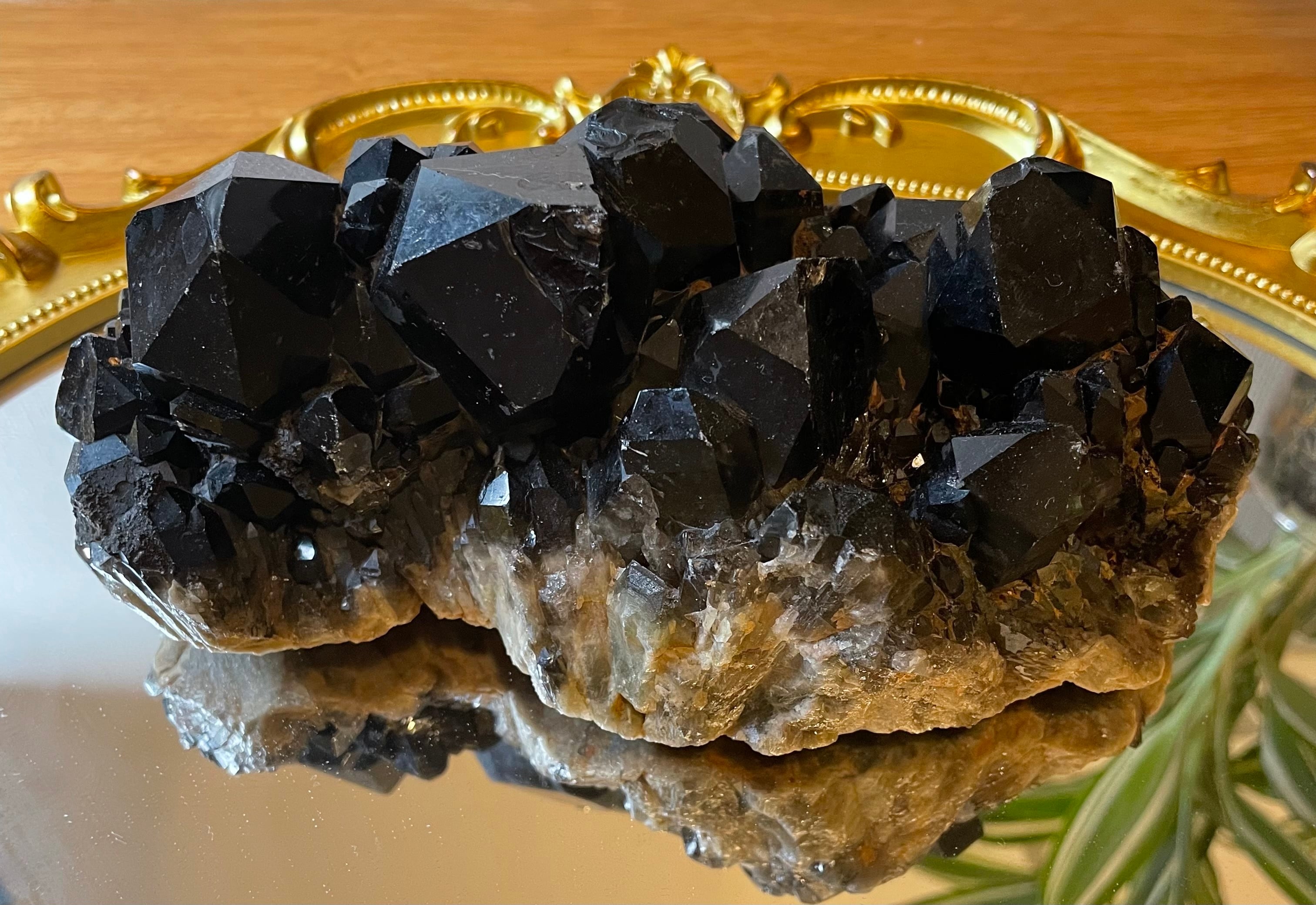 超レア品】モリオン原石（大）クラスター黒水晶 最強の魔除け 美しい形