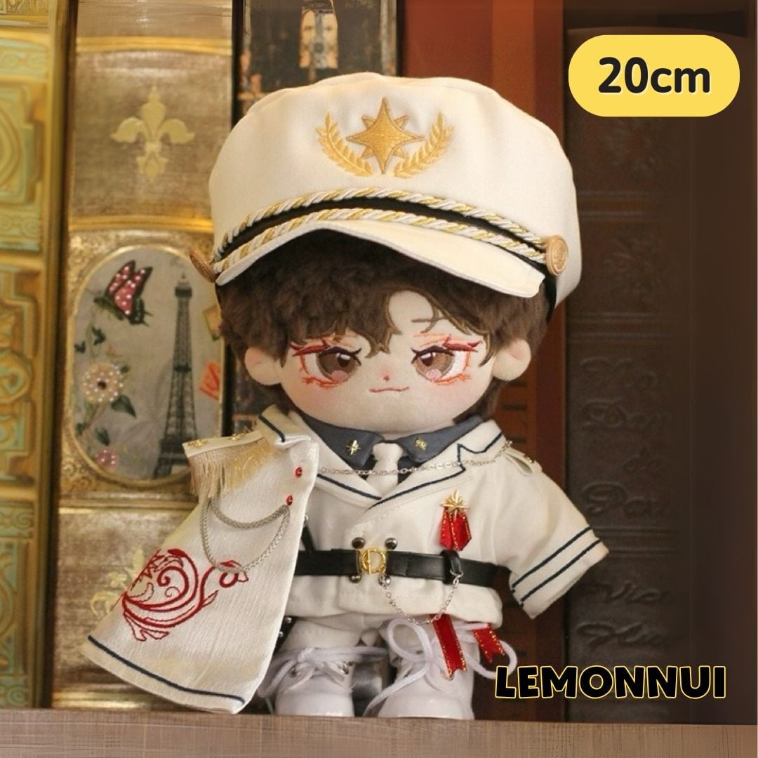 ぬいぐるみ服 20cm 着せ替え ぬい服 帽子付き 軍服 白 ぬい活 推し活