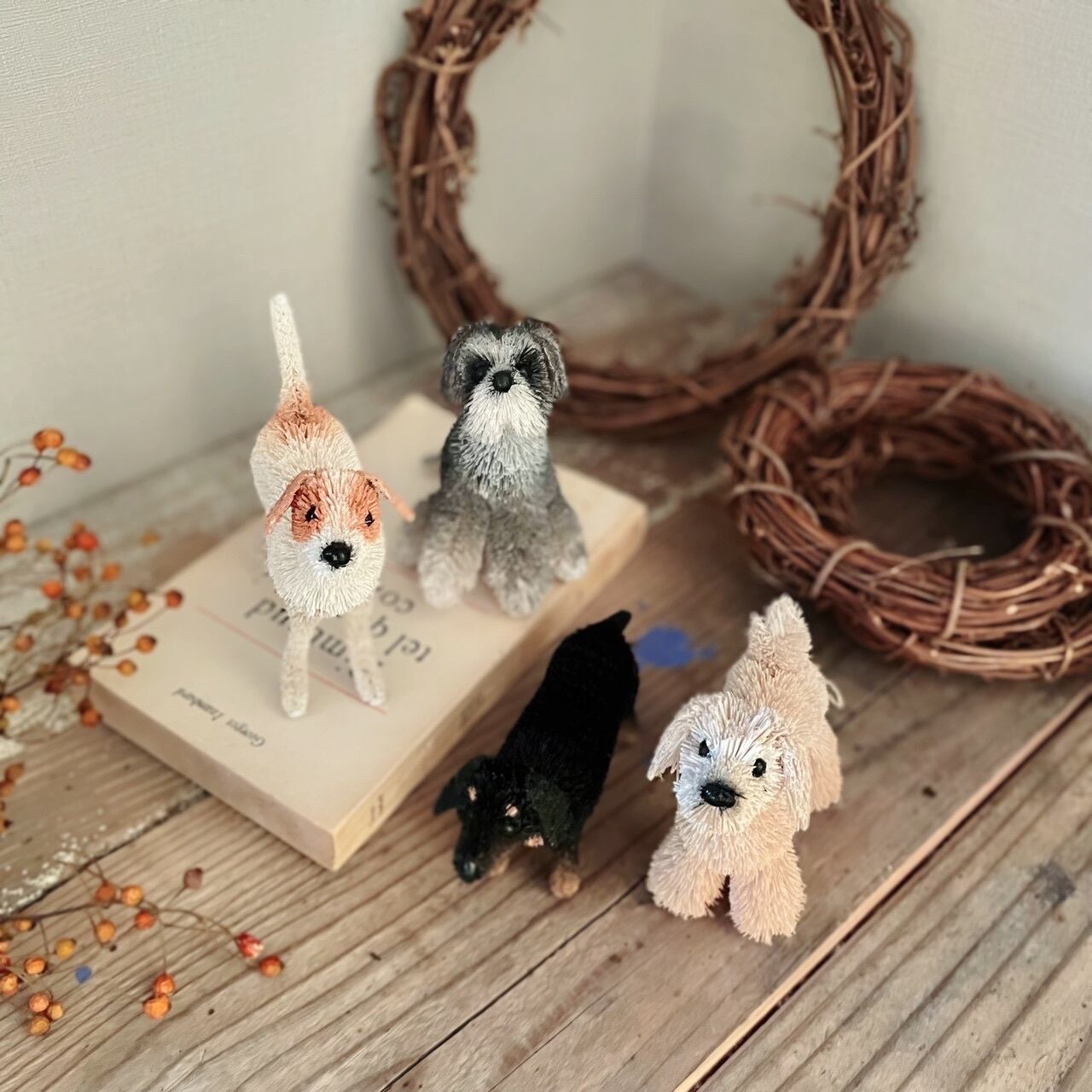 完売 】ジャックラッセルテリア パームオブジェ｜犬 飾り 置物
