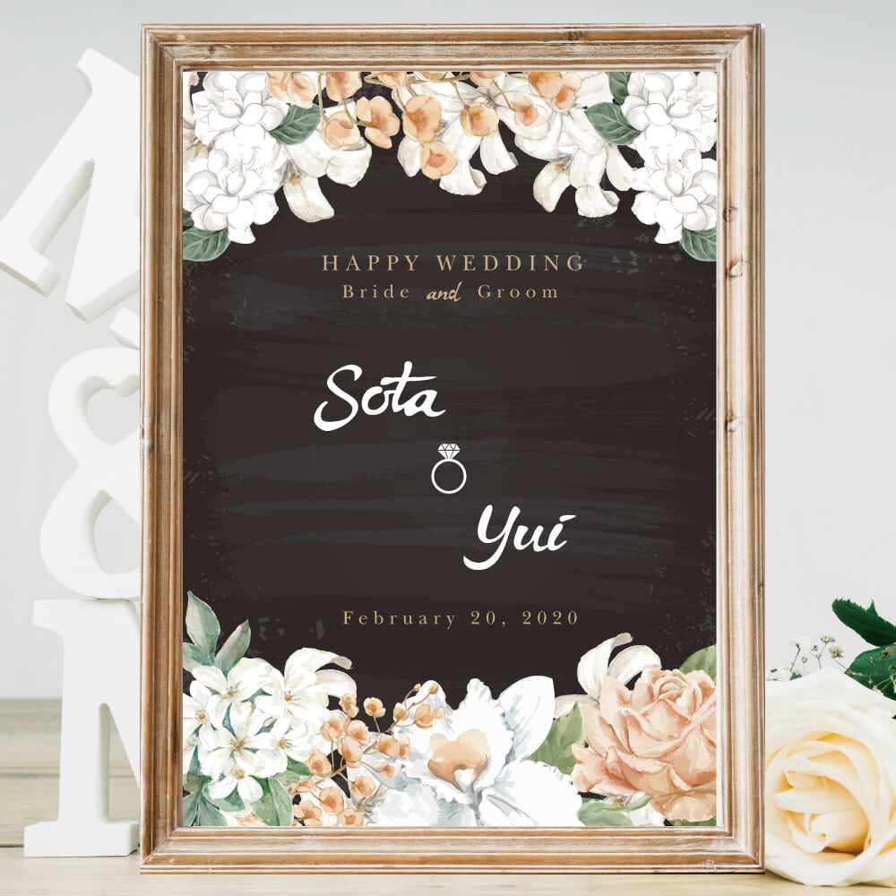 ウェルカムボード【A4サイズ】ウッド ホワイト 黒板風 ナチュラル 結婚