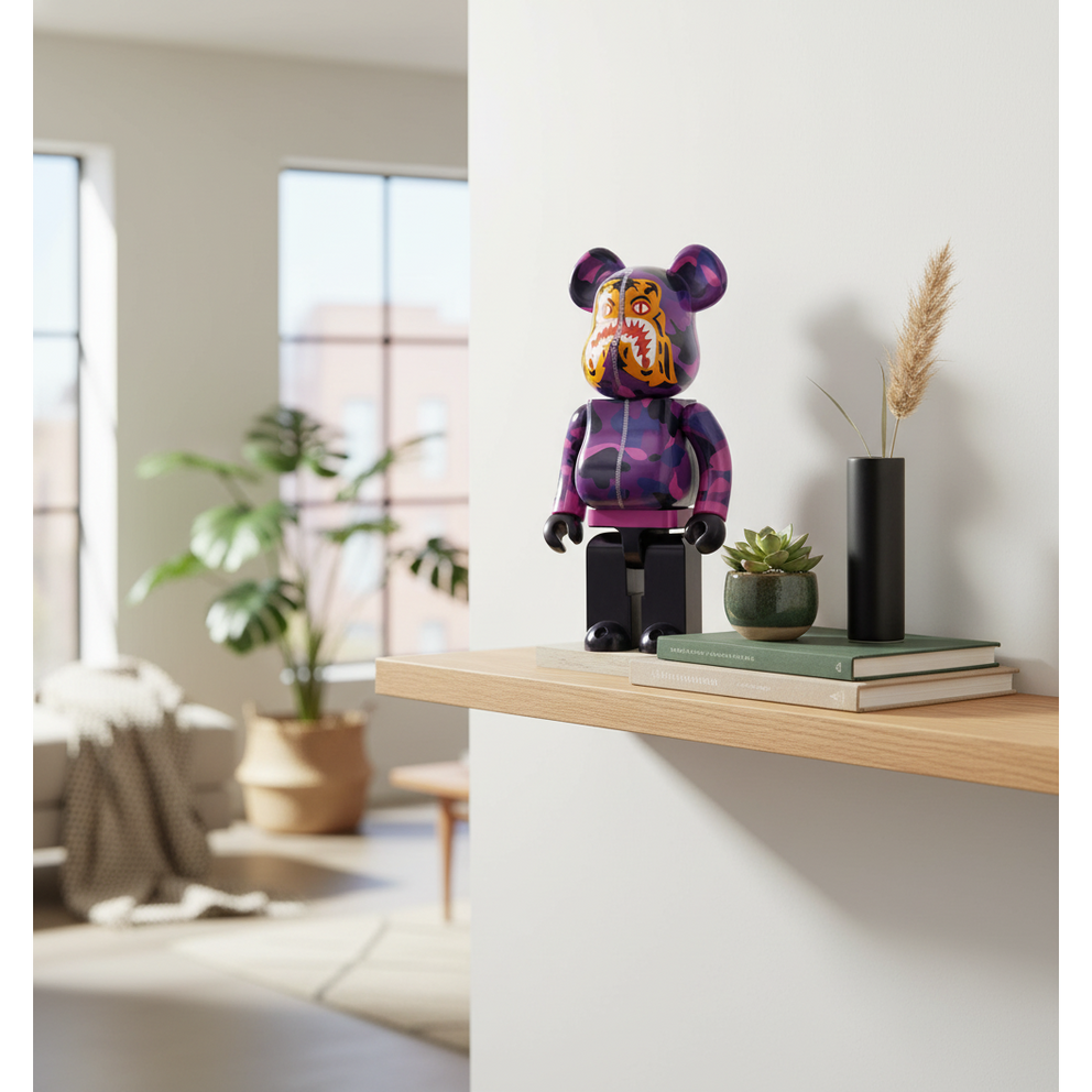 400 & 100 Bearbrick set - Camo Tiger BAPE Purple | Unique Collection