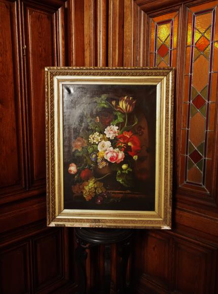 西洋骨董屋 フランスアンティーク ブーケ静物画 花の絵 油絵