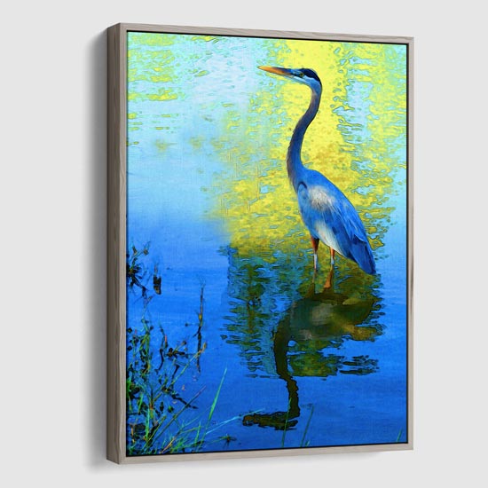 Great Blue Heron Canvas Wall Art: Shades of Blue by Behr PhotoArt