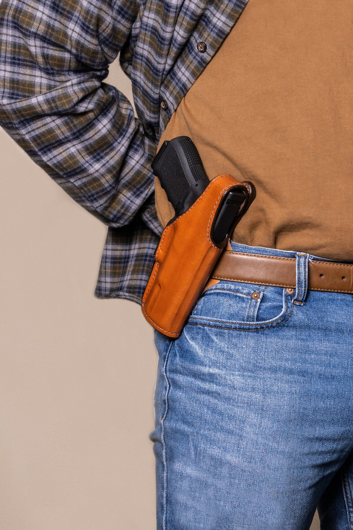 Suede Lined Thumbsnap Belt Slide Pistol Holster | Bianchi Leather