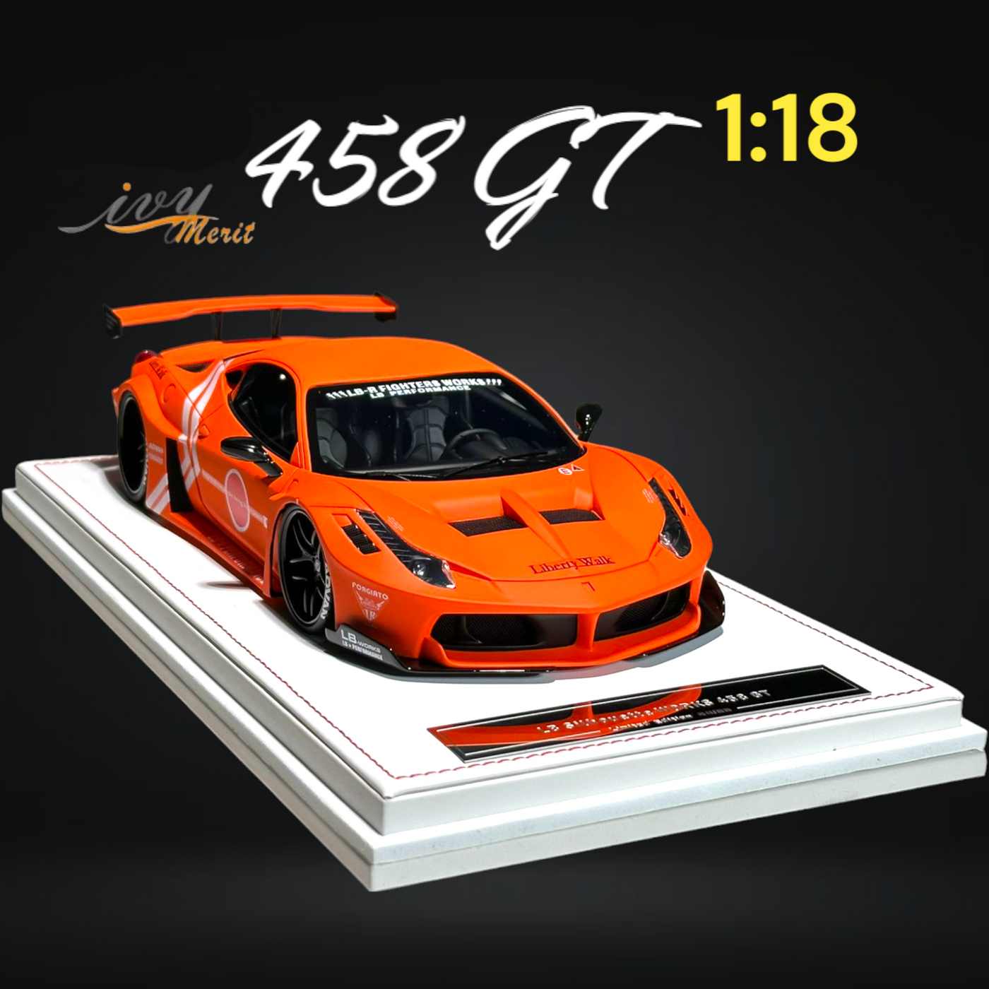 Ferrari 458 GT Fighter Orange LBWK LB Silhouette Resin 1:18 Scale