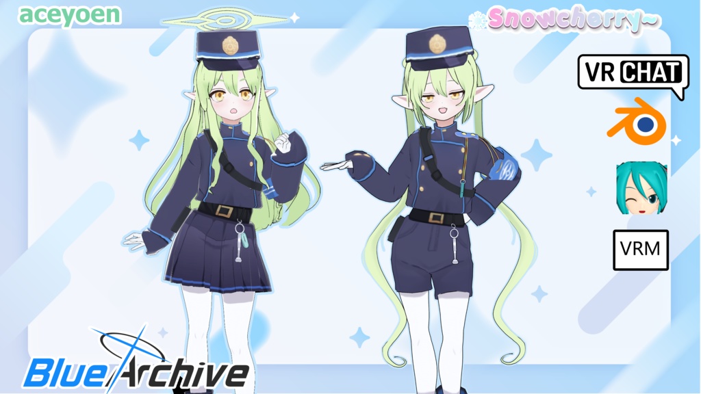 ブルーアーカイ - シュポガキ - 橘ノゾミ 橘ヒカリ 3Dモデル