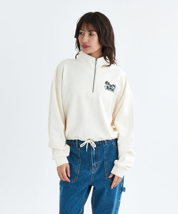 SALE】RVCA レディース COSTA CROPPED HALFZIP スウェットジャケット