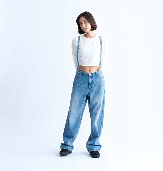 OUTLET】Roxy EASY CHILL ボーイフレンドデニム サスペンダー付き