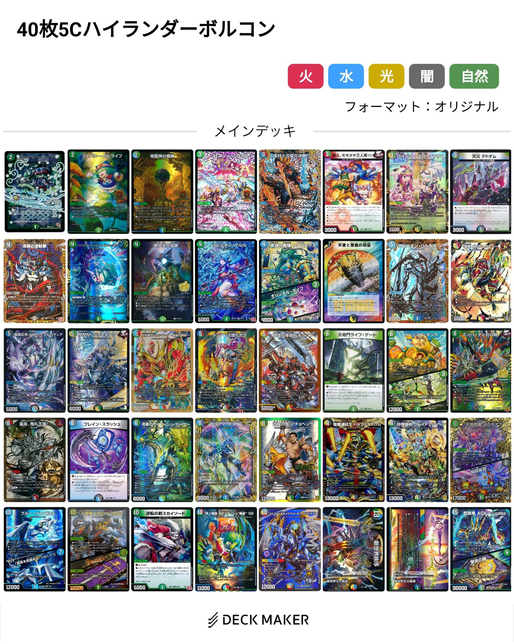 デュエマCS入賞デッキレシピ 】はっちCS準優勝 5Cハイランダーボルコン