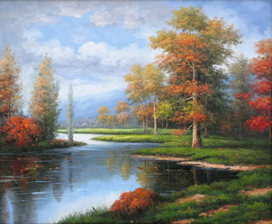 F10 油彩画 阿蘇「2001年 根子岳紅葉」額装 風景画 F10 油彩画 阿蘇「2001