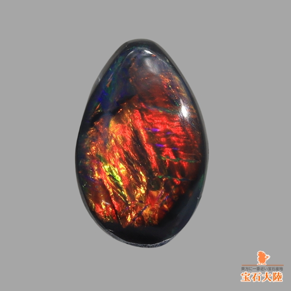 新着□天然ブラックオパール 0.54ct 【赤斑】 黒生地 ライトニング