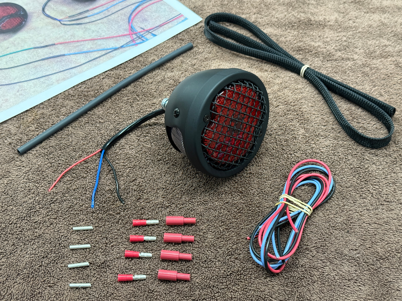 VINTAGE REAR LIGHT KIT WITH BLACK NICKEL SIGNALS VTX 1300 - Blue