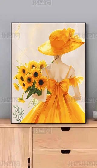 植物美女画图片大全-植物美女画背景图片-我图网