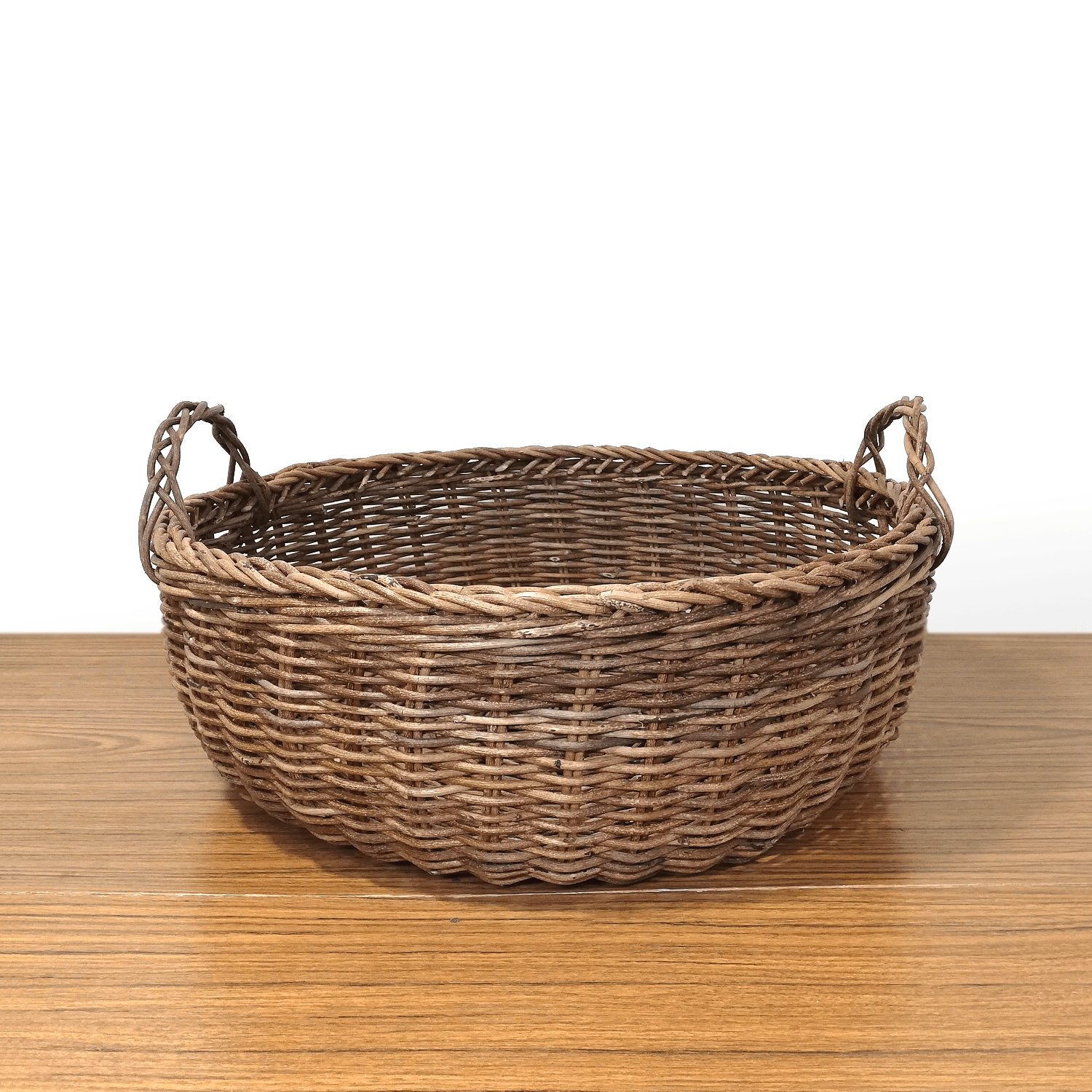 一点物｜あけびかご｜バスケット｜並編み｜大サイズ｜円型｜耳付
