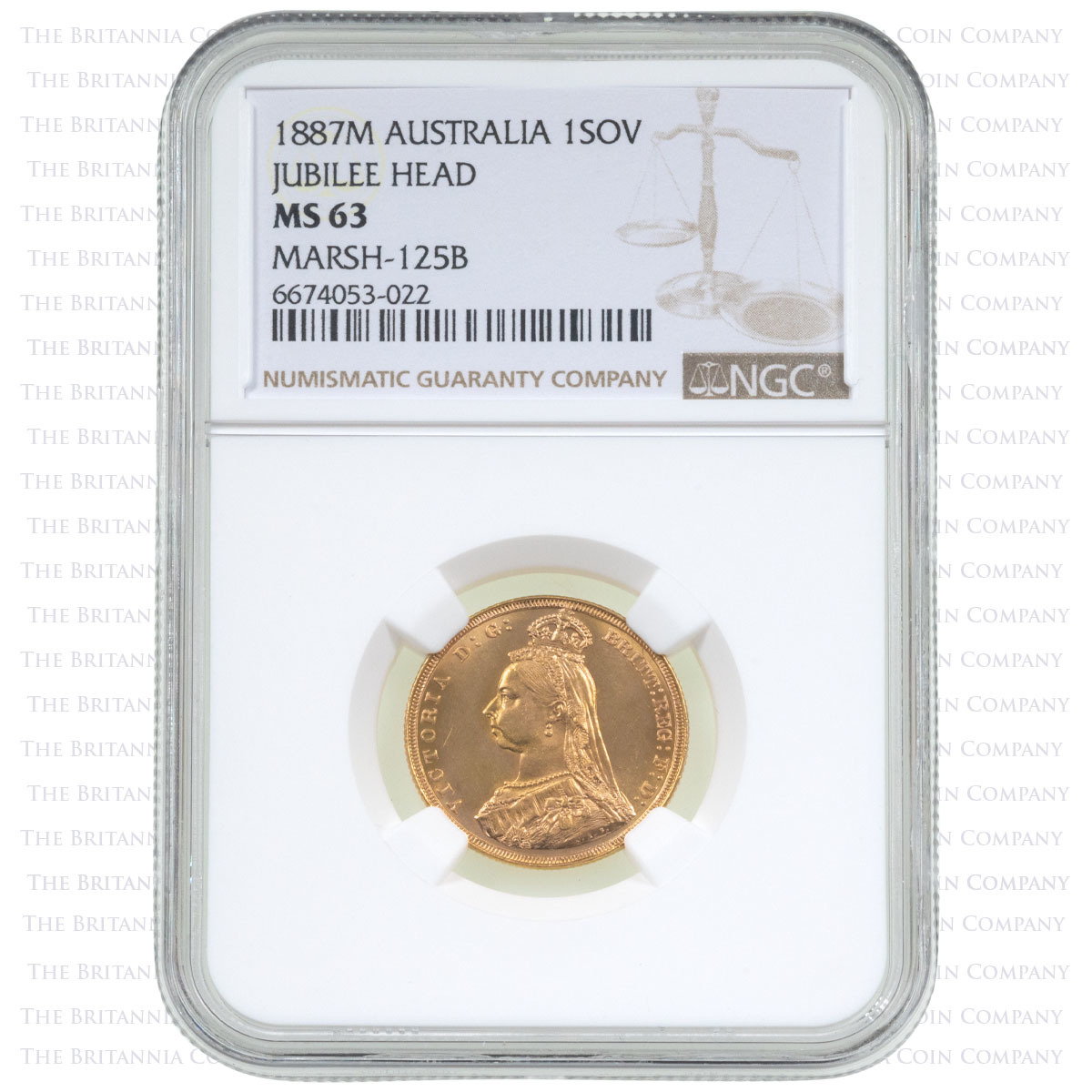 1887 M Gold Sovereign Melbourne Mint : MS 63 NGC