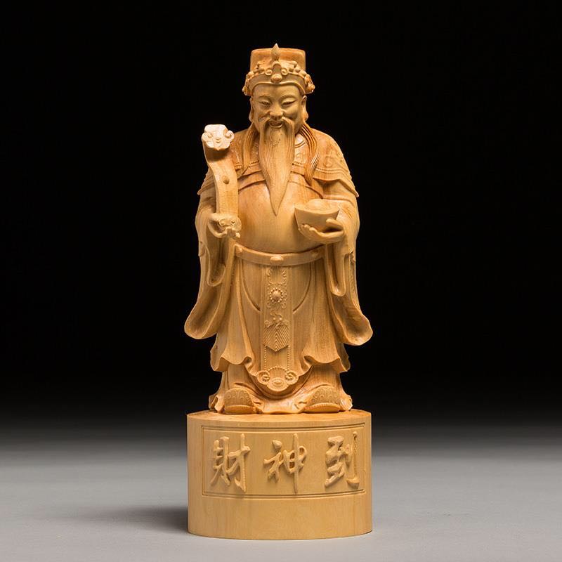 仏像専門店 仏像屋 / 天然ツゲ 黄楊 柘植 木彫り彫刻財神像 文財神