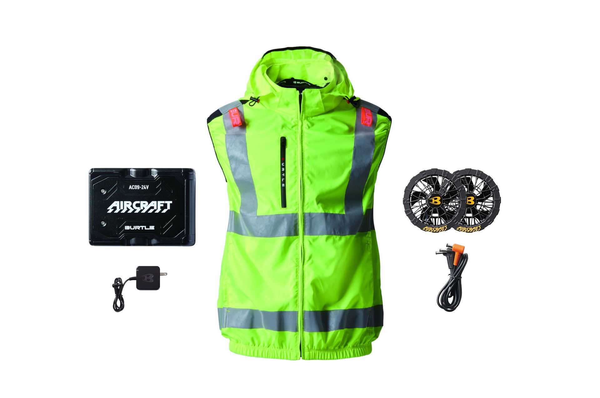 Fan-Cooled Vest Complete 24V System (Hi-Vis) - BURTLE Workwear