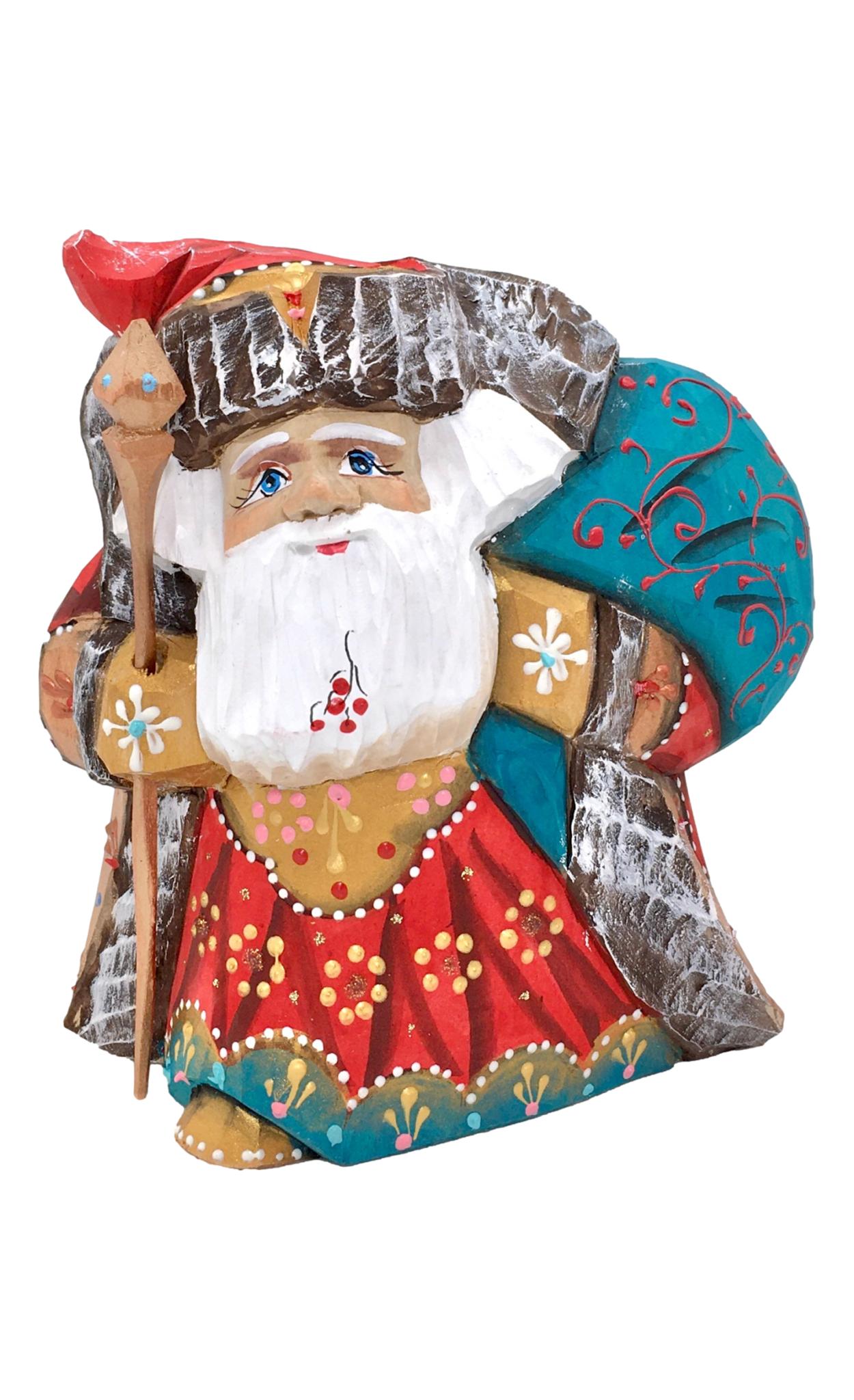 Small Ded Moroz. Russian Santa. Handcrafted Wooden Father Frost