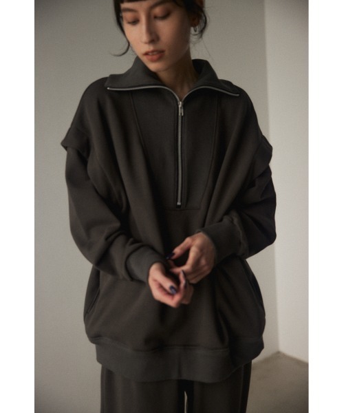BLACK BY MOUSSY（ブラックバイマウジー）の「half zip sweat tops