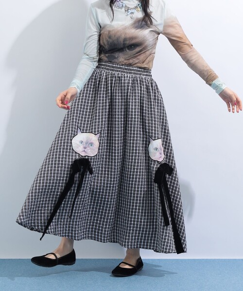 mmts（マミタス）の「ヒグチユウコ×mmts / 猫10匹 総柄 スカート