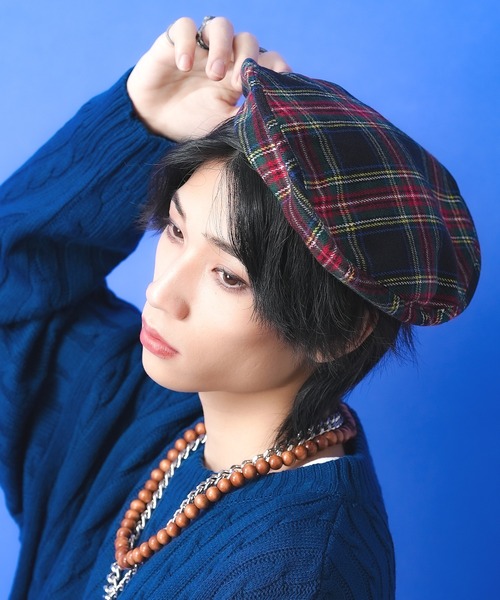 セール】an meets zakka タータンチェック柄アクリルベレー帽