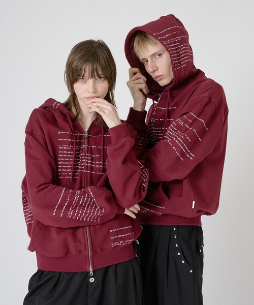 セール】HEAVY WEIGHT ERROR LOGO PRINT DOUBLE ZIP HOODIE/ヘビー